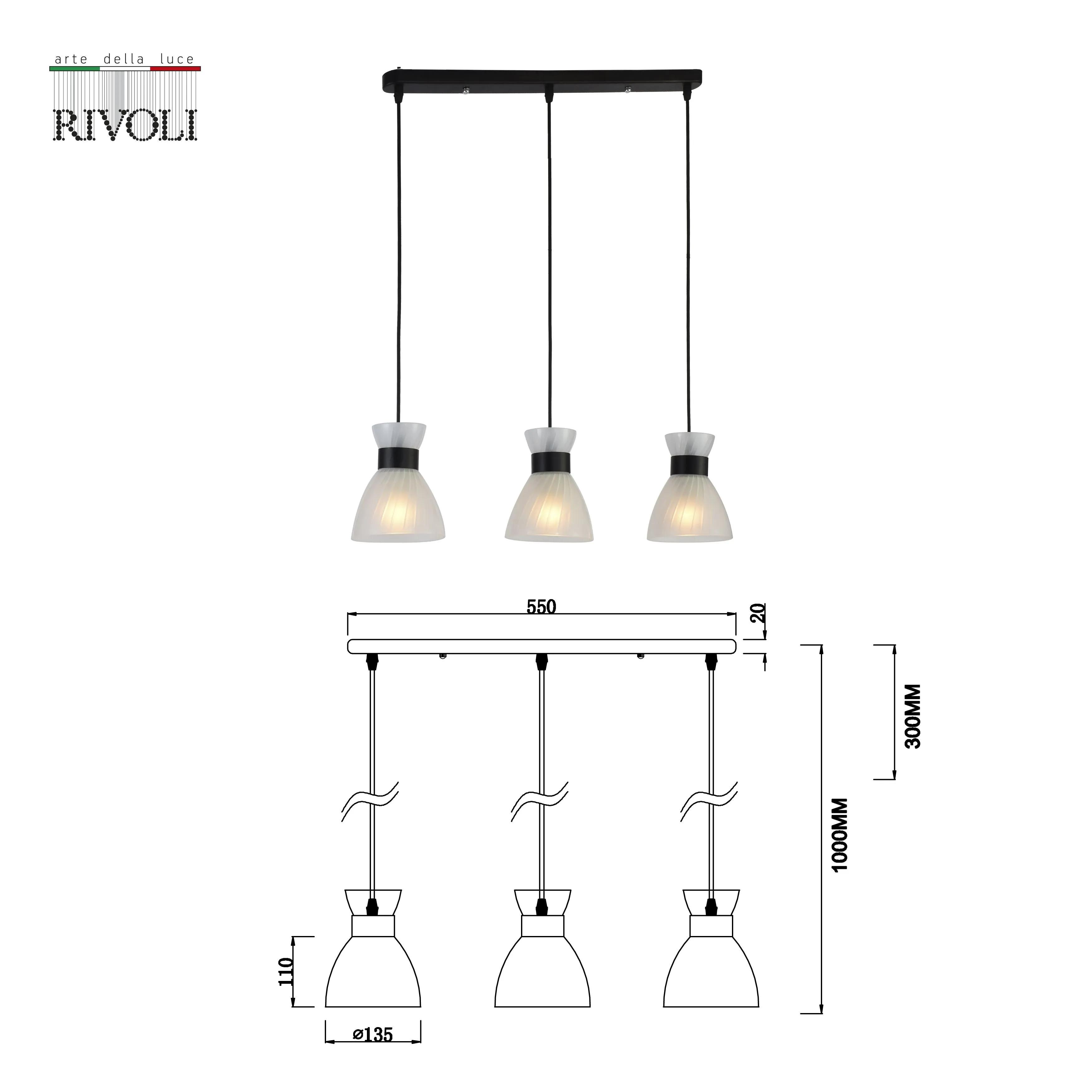 Светильник подвесной (подвес) Rivoli Alma 9158-203 3 х Е27 60 Вт модерн  потолочный